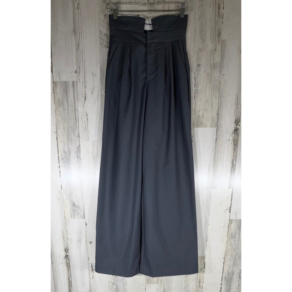 Commense Wide Leg Trousers XS (24x30) Gray High Waisted Pleated Front‎ NWT